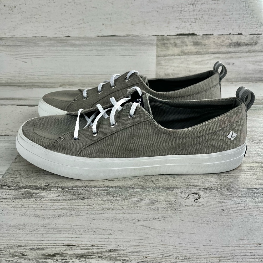 SPERRY Crest Vibe Grey Linen Sneakers 9.5